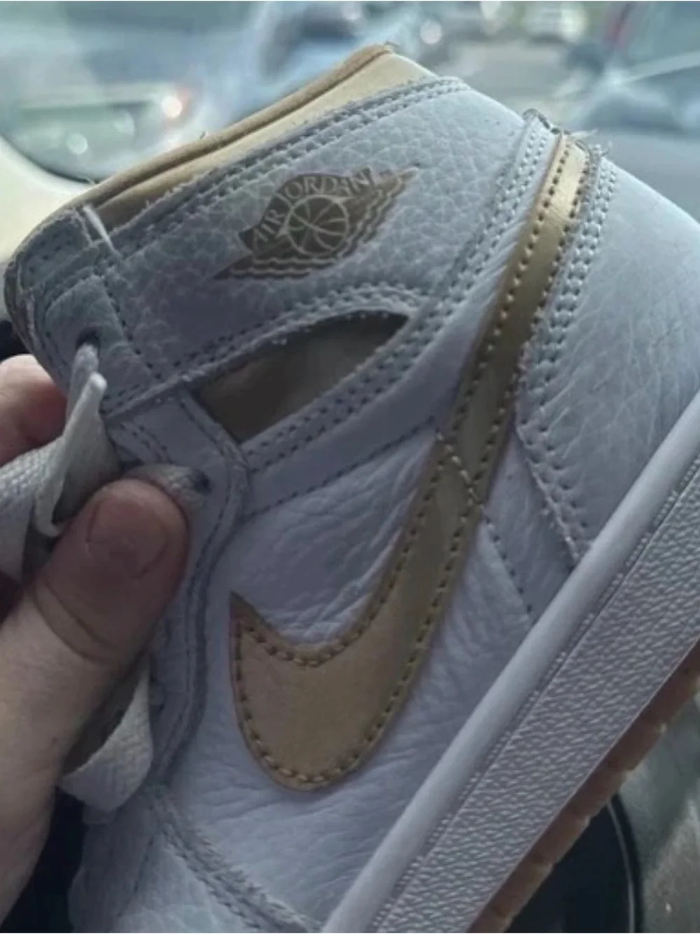 Jordan Kids White and Gold High-Top Sneakers
